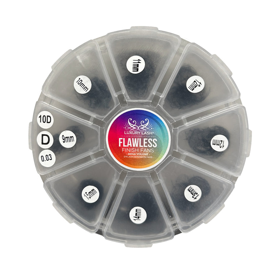 Luxury Lash Flawless Finish Fans / Lash Extension Round Tray Mix, 1000 fans, 9-15 mm, 0.03