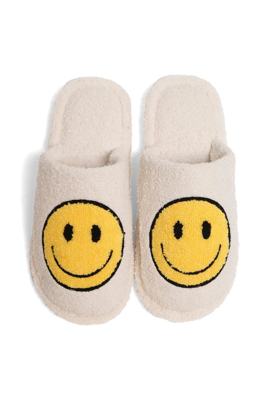 Comfyluxe White Smiley Slide Slippers