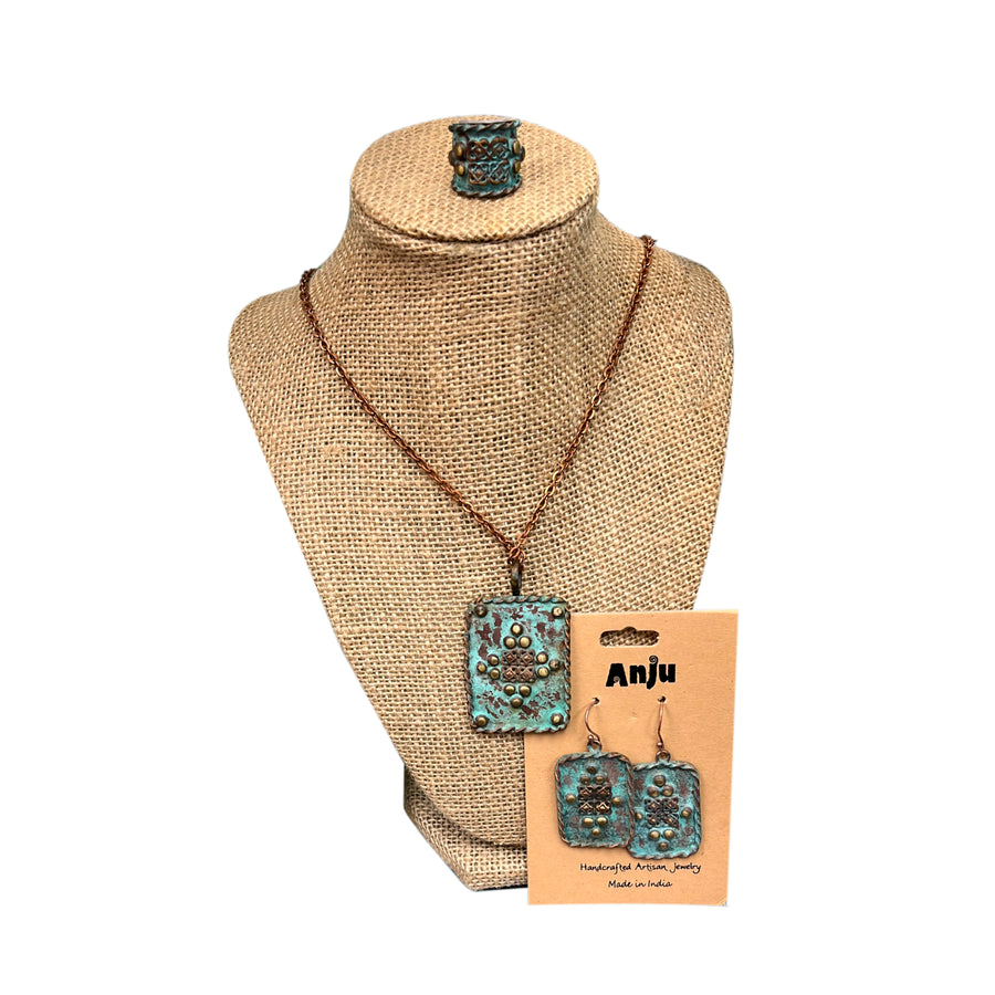 Aztec Necklace, Earrings and Ring Set