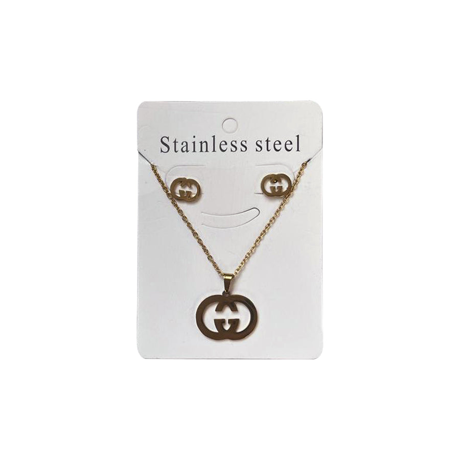 Stainless Steel Pendant & Earrings